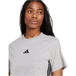 adidas Essentials 3-Streifen Baumwoll T-Shirt Damen JD0845 - medium grey heather/black S