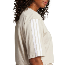 adidas Essentials 3-Streifen Baumwoll Loose T-Shirt Damen JE1204 - wonder alumina/white M