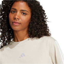 adidas Essentials 3-Streifen Baumwoll Loose T-Shirt Damen JE1204 - wonder alumina/white M