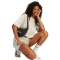 adidas Essentials 3-Streifen Baumwoll Sweatshorts Damen JE1195 - wonder alumina/white XS