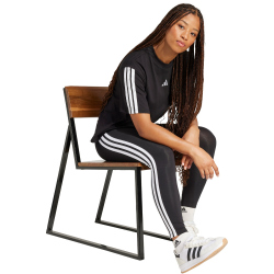 adidas Essentials 3-Streifen Baumwoll Leggings Damen JE0072 - black/white XL