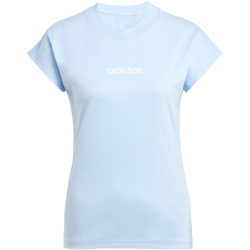 adidas Essentials Linear Baumwoll T-Shirt Damen JG8660 - glow blue/white XS