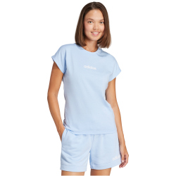 adidas Essentials Linear Baumwoll T-Shirt Damen JG8660 - glow blue/white XS
