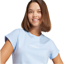 adidas Essentials Linear Baumwoll T-Shirt Damen JG8660 - glow blue/white S