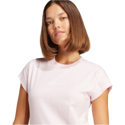 adidas Essentials Linear Baumwoll T-Shirt Damen JG8659 - clear pink/white XS