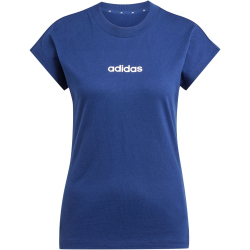 adidas Essentials Linear Baumwoll T-Shirt Damen JG8658 - dark blue/white XS