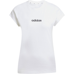 adidas Essentials Linear Baumwoll T-Shirt Damen JC8239 - white/black XS