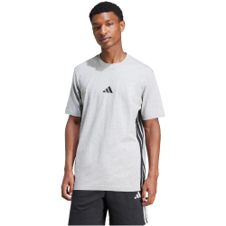 adidas Essentials 3-Streifen Single Jersey T-Shirt Herren JE6396 - medium grey heather/black XS