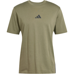 adidas Essentials 3-Streifen Single Jersey T-Shirt Herren JE6391 - olive strata/black S