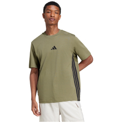 adidas Essentials 3-Streifen Single Jersey T-Shirt Herren JE6391 - olive strata/black S