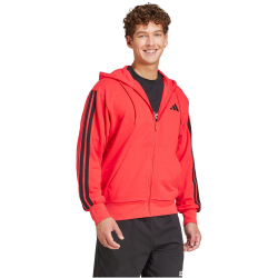 adidas Essentials 3-Streifen French Terry Sweatjacke Herren JD1876 - pure ruby/black S