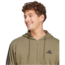 adidas Essentials 3-Streifen French Terry Sweatjacke Herren JD1875 - olive strata/black XS