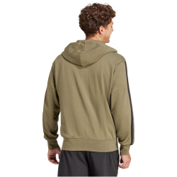 adidas Essentials 3-Streifen French Terry Sweatjacke Herren JD1875 - olive strata/black XS