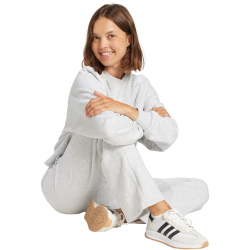 adidas Essentials Small Logo Feelcozy Open-Hem Trainingshose Damen JI6050 - light grey heather/white L