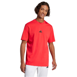 adidas Essentials Small Logo Single Jersey T-Shirt Herren JF1095 - pure ruby/black XXL