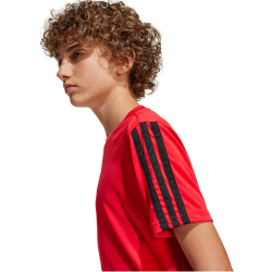 adidas Train Essentials 3-Streifen T-Shirt Jungen JJ1034 - pure ruby/black 128