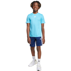 adidas Train Essentials 3-Streifen T-Shirt + Shorts Set Kinder JJ1031 - bright cyan/white 128