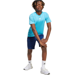 adidas Train Essentials 3-Streifen T-Shirt + Shorts Set Kinder JJ1031 - bright cyan/white 140