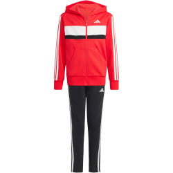 adidas Seasonal Essentials Tiberio 3-Streifen Fleece Jogginganzug Kinder JC7522 - pure ruby/white 176