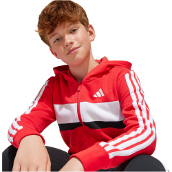 adidas Seasonal Essentials Tiberio 3-Streifen Fleece Jogginganzug Kinder JC7522 - pure ruby/white 176