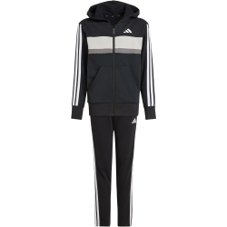 adidas Seasonal Essentials Tiberio 3-Streifen Fleece Jogginganzug Kinder JC7520 - black/white/grey two 176