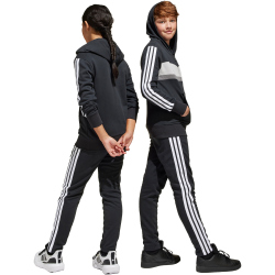 adidas Seasonal Essentials Tiberio 3-Streifen Fleece Jogginganzug Kinder JC7520 - black/white/grey two 176