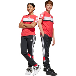 adidas Seasonal Essentials Tiberio 3-Streifen Jogginghose Kinder JC7485 - black/white/pure ruby 176