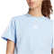 adidas Essentials 3-Streifen Baumwoll T-Shirt Damen JM2399 - glow blue/white XS