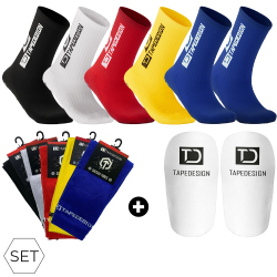TAPEDESIGN Classic 3-teiliges Set (Schienbeinschoner+Socken+Sleeve-Stutzen)