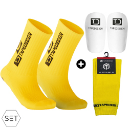 TAPEDESIGN Classic 3-teiliges Set (Schienbeinschoner+Socken+Sleeve-Stutzen) gelb