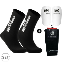 TAPEDESIGN Classic 4-teiliges Set (Schienbeinschoner+Schienbeinschonerhalter+Socken+Sleeve-Stutzen)