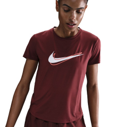 NIKE One Swoosh Dri-FIT kurzarm Laufshirt Damen 619 - dark team red XS