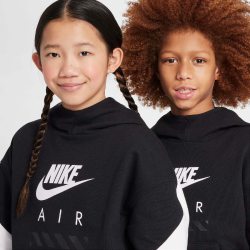 NIKE Air Fleece Hoodie Kinder 010 - black/white/white M (137-147 cm)