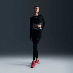 NIKE Pro 365 Dri-FIT Cropped langarm Trainingsshirt Damen 010 - black/white XXS