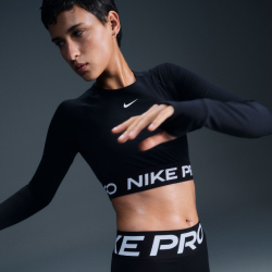 NIKE Pro 365 Dri-FIT Cropped langarm Trainingsshirt Damen 010 - black/white XXS