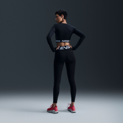 NIKE Pro 365 Dri-FIT Cropped langarm Trainingsshirt Damen 010 - black/white XXS