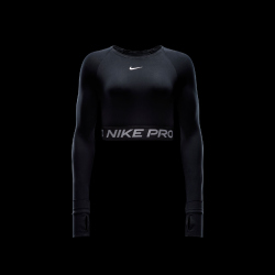 NIKE Pro 365 Dri-FIT Cropped langarm Trainingsshirt Damen 010 - black/white XXS