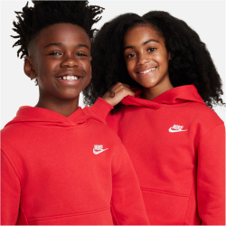 NIKE Sportswear Club Fleece Hoodie Kinder 657 - university red/white L (147-158 cm)