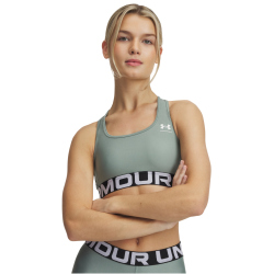 UNDER ARMOUR HeatGear Armour Mid Support Sport-BH Damen 348 - silica green/white M