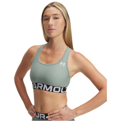 UNDER ARMOUR HeatGear Armour Mid Support Sport-BH Damen 348 - silica green/white M