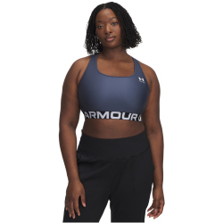 UNDER ARMOUR HeatGear Armour Mid Support Sport-BH Damen 044 - downpour gray/white S