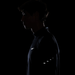 NIKE Stride Dri-FIT 1/2-Zip Midlayer Laufshirt Herren 010 - black/reflective silv S