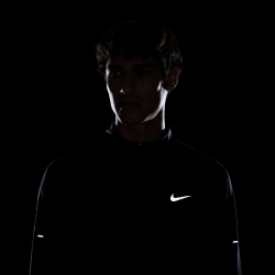 NIKE Stride Dri-FIT 1/2-Zip Midlayer Laufshirt Herren 010 - black/reflective silv S