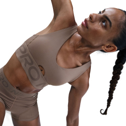 NIKE Pro Indy Plunge Medium Support Padded Sport-BH Damen 233 - mink brown/ironstone/white S
