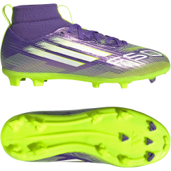adidas F50 League Mid-Top FG/MG Fußballschuhe Kinder JI3547 - purple rush/cloud white/lucid lemon 38
