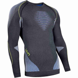 UYN Evolutyon langarm Funktionsshirt melange Herren anthrazit melange/blue/yellow shiny L/XL