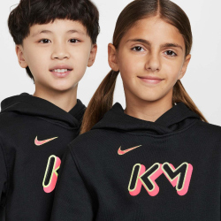 NIKE Kylian Mbappé Club Fleece Fußball Hoodie Kinder 010 - black/hyper pink/metallic gold S (128-137 cm)