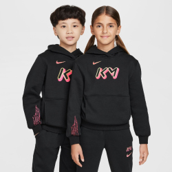 NIKE Kylian Mbappé Club Fleece Fußball Hoodie Kinder 010 - black/hyper pink/metallic gold M (137-147 cm)