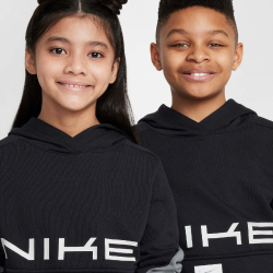 NIKE Dri-FIT Hoodie Kinder 010 - black/smoke grey/white S...