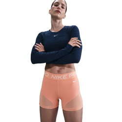 NIKE Pro Mid-Waist 3" kurze Leggings Damen 844 - apricot agate/washed coral/white M